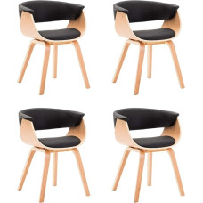 vidaXL Valgomojo kėdės, 4 kėdžių rinkinys, valgomojo kėdės su atlošu, valgomojo kėdė, virtuvės kėdė su mediniu rėmu, valgomojo kambario kėdė, virtuvė, juoda lenktos medienos dirbtinė oda