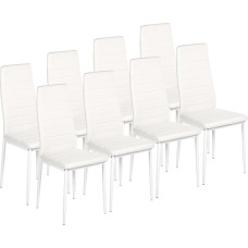GOKHOMX 8 modernių valgomojo kėdžių rinkinys Virtuvės kėdės Metalinės kojos Valgomojo kėdė Minkštos dirbtinės odos valgomojo kėdės valgomojo virtuvės restoranui (balta)