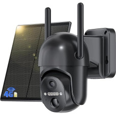 NUASI 4G LTE Surveillance Camera Outdoor Battery with SIM Card, 2K Wireless Solar PTZ IP Camera Outdoor Without WiFi, Colour Night Vision, 355°/100° Swivel, PIR Detection, 2-Way Audio, IP66 Waterproof