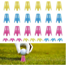 Zyluniy Plastic Golf Tees, Pack of 27 Golf Simulator Tees, Reusable, Golf Tees Training, Colourful, Portable, Indoor, Outdoor for Winter Lawn Driving Range (Blue, Yellow, Pink)