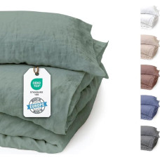 Mėlynojo mėnulio patalynė, skalbta akmenimis, 2 dalys, labai aukštos kokybės patalynė, pagaminta iš 100 % natūralaus pluošto lino, standartinio dydžio, su vokų užsegimu, pagaminta ES