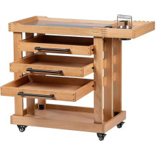 MEEDEN Art Supplies Aufbewahrungswagen: 5-stöckiger Rollwagen aus massivem Buchenholz mit 3 Schubladen - Bastelorganizer auf 4 Rädern