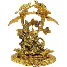 Purpledip 10927 Stabas Radha Krišna po medžiu: Dekoratyvinė statula šventyklai namuose