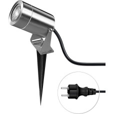 JNR nerūdijančio plieno sodo prožektorius LED prožektorius lauko vandeniui atsparus IP65 vandeniui atsparus sodo apšvietimas su maitinimu 5 W GU10 3000 K šiltos baltos šviesos lemputė, 2 m kabelis su kištuku Sodo apšvietimas su