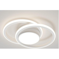LQWELL Modern LED Ceiling Light, LED Ceiling Light 40 cm, 2-Ring Design, 48 W, 4000 K, 5300 LM, IP44 Waterproof, Bedroom Light, Living Room Light, Made of Metal and Acrylic, for Bathroom, Kitchen