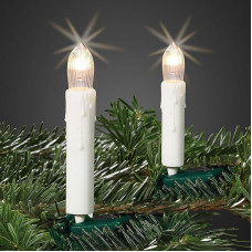 hellum Fairy Lights Candles Christmas Tree Candles Fairy Lights Indoor with Clip 20 Lights White with Wax Drops, for Indoor Use with Plug Illuminated Length 760 cm, Cable Colour Green <59 Lumen 614022