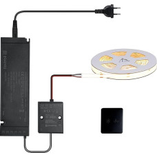 lichtvoll 24 V COB LED Strip LED Strip 5 m 480 LEDs/m, Flicker-Free Dimmable with Touch Switch, 2.4G Controller 60 W Power Supply, Suitable for Kitchen Living Room, Compatible with Alexa Hey Google