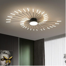 minifair Modern LED Ceiling Light 42+1 Heads Semi Flush Black Chandelier Ceiling Lighting for Bedroom, Living Room, Kitchen, Dining Room, Restaurant