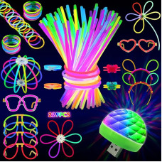 MOSSNDAR Glow Sticks Party Set, Glow Sticks Children, 229 Pieces Glow Sticks and Accessories, Neon Party Decoration, Festival Accessories, Illuminate the Sparklers Wedding, Birthday, Halloween, New