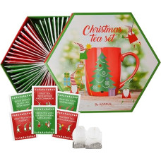 ACORUS arbatos dovanų rinkinys Kalėdoms - arbatos rinkinys dovanų - Kalėdinė arbata, supakuota atskirai - natūralios 6 skonių arbatos rinkinys - dovanų rinkinys moterims vyrams - 60 arbatos rūšių maišelių
