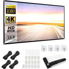 NCCHDZSW Canvas Projector 60 colių pakabinamas dvipusis projekcinis 16: 9 HD 4K projektoriaus ekranas Nešiojamasis projektoriaus ekranas, tinkamas naudoti namuose, biure, mokykloje ir lauke