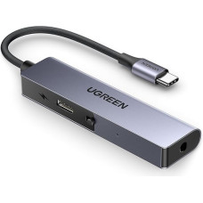 UGREEN USB C į 3,5 mm lizdo pagalbinis adapteris, USB garso kortelė su PD 60 W greituoju įkrovimu ausinėms (CTIA/OMTP standartas), nešiojamiesiems kompiuteriams ir kt.