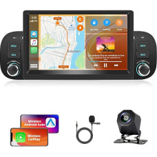 Motorsi 2+64G Car Radio for Fiat Panda 2013-2020 Radio with Wireless Carplay/Android Car, 7 Inch Screen Car Stereo with GPS Navi/WiFi/Bluetooth/RDS/FM/USB/SWC/Mirror Link/Canbus