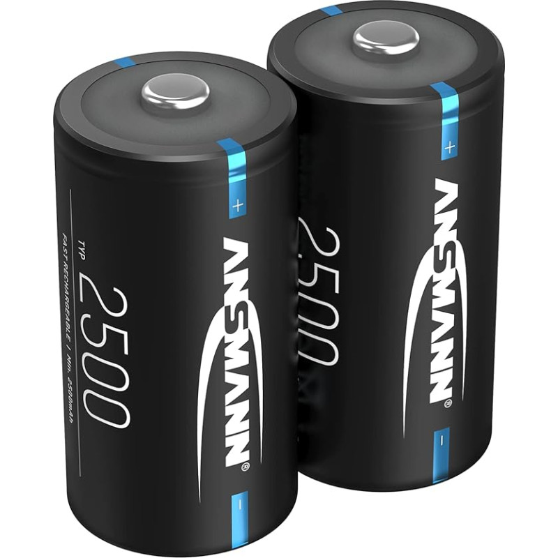 ANSMANN C 2500 mAh NiMH 1,2 V baterija - kūdikių C baterijos, įkraunamos su mažu savaiminiu išsikrovimu, idealiai tinka vaikų žaislams, žibintuvėliams, radijo imtuvams (2 vnt.)