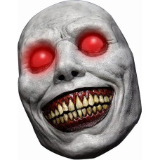 WEQNGIU Helovino kaukė - besišypsantys demonai, siaubo baisios baltos spalvos kaukės su raudonu LED apšvietimu, skirtos Cosplay kostiumo kaukei, vakarėlio rekvizitui