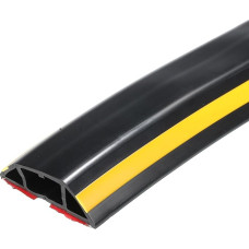 PATIKIL Grindų kabelio dangtelis Kabelių apsauga 0,8 colio pločio x 0,4 colio aukščio 6,6 pėdos geltonos spalvos juoda lipni kabelių valdymo sistema namų biurui