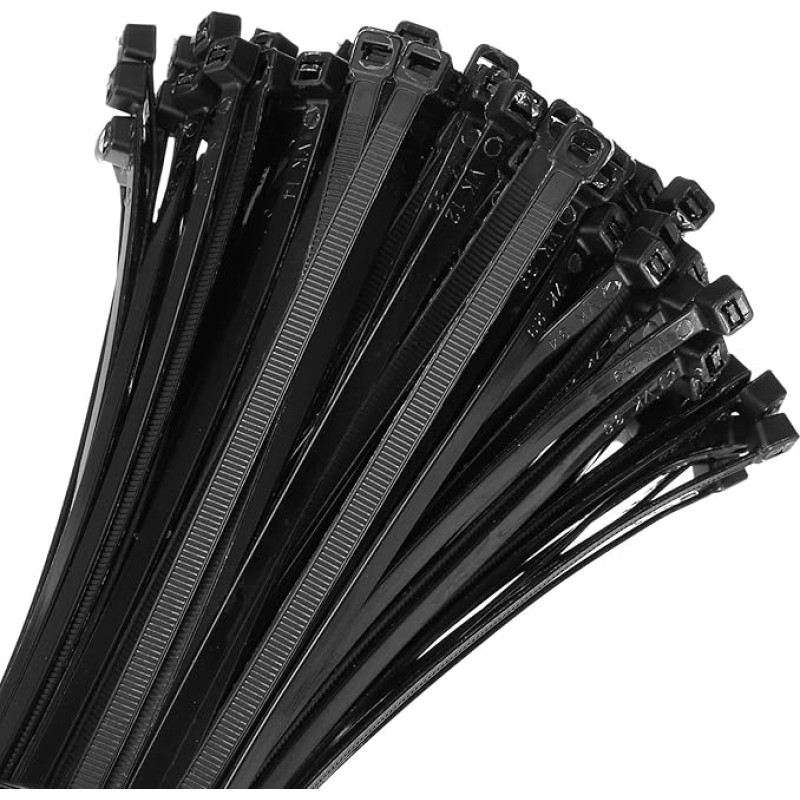 sourcing map Kabelbinder, 20,3 cm, 24 kg, selbstsichernd, klein, Nylon, 5/16 Zoll für Kabelmanagement, Schwarz, 200 Stück