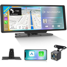 CarPlay Screen for Car Supports Wireless CarPlay and Android Car, 10.26 Inch CarPlay Screen with FM Transmission, GPS Navigation, Bluetooth and Voice Control