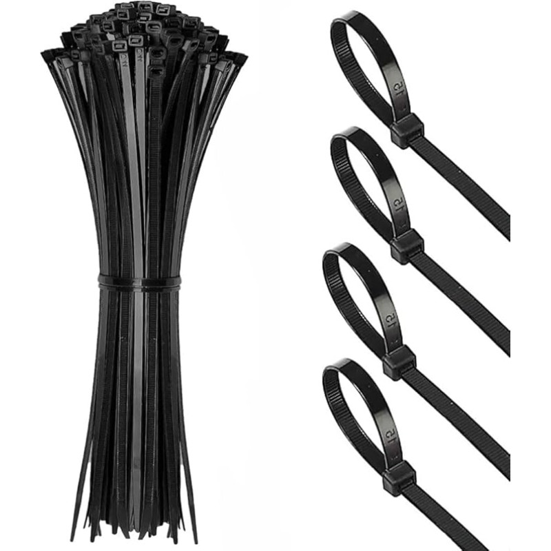 Schwarze Kabelbinder, 100 Stück, 30,5 cm Premium-Nylon-Kabelbinder, strapazierfähiges starkes Nylon, 18 kg Zugfestigkeit mit UV-beständig, sichererer Selbstverriegelungsmechanismus, für Haus, Garten