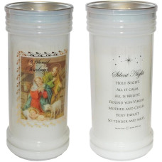 Weihnachtskrippe 9809 Stumpenkerze mit Aufschrift 