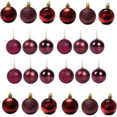 50mm/24pcs Kalėdų baubliai Atsparūs dužimui bordo spalvos Kalėdų eglutės papuošalai Rutuliniai papuošalai Baubliai Kalėdų dekoracijos Šventinė dekoracija Blizgus matinis blizgesys