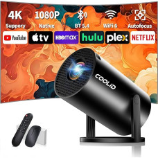 Mini projektorius Full HD 1080P, nešiojamasis vaizdo projektorius [integruota programėlė] WiFi 6 Bluetooth 5.4 Projektorius su automobiliniu rakteliu, TV/USB/nešiojamojo kompiuterio/HDMI/telefono jungtis, su HDMI jungtimi