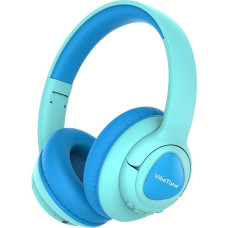 VibeTune Kinder Bluetooth Kopfhörer, 60 Stunden Spielzeit, Lautstärkebegrenzung 85/94dB, Bluetooth 5.4, Type-C Schnellladung, Faltbare kabellose Kopfhörer für Kinder-Blau Macaron