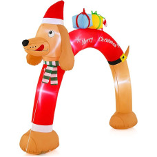 FANTASK 242cm aufblasbarer Dackel-Weihnachtsbogen, aufblasbare Torbogen mit LED & Tragetasche, groß Weihnachtsdeko für Garten, Hof, Terrasse, selbstaufblasend