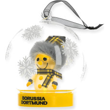 Borussia Dortmund LED-Schneemann Christbaumkugel, 23 x 23 x 12 cm, Gelb mit Schal und Mütze, Batteriebetrieben