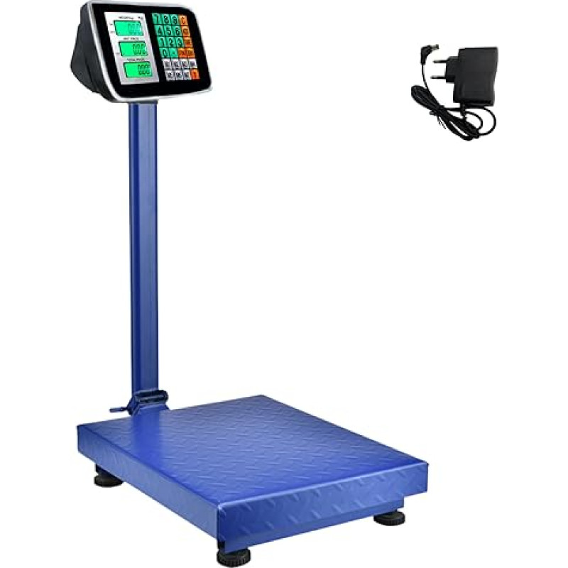 Pramoninės platforminės svarstyklės 300 kg sulankstomos skaitmeninės svarstyklės su LCD ekranu Plieninė platforma Daugiafunkcinės profesionalios svarstyklės puikiai tinka pakuotėms, sandėliams, parduotuvėms