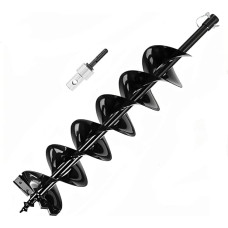 Earth Auger Garden Drill with Safety Bolts and Adapter, Diameter 150 mm, Length 800 mm, Earth Drill for Pile Drill, Well Drill, Excavation Work, Steel Earth Hole Drill Auger, Garden Spiral Drill