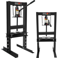 Hidraulinis presas, 6 tonų hidraulinis presas garažams ir profesionalams, H rėmo dirbtuvių presas su perforavimo plokštėmis, skirtas lenkimui, lyginimui ar presavimui, guolių ir U formos jungčių montavimui