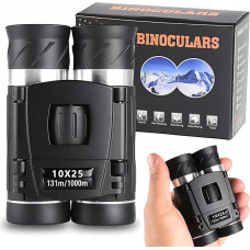 10 x 25 kompaktiški žiūronai, sulankstomi žiūronai, žiūronai suaugusiesiems ir vaikams, didelis okuliaras, lengvai fokusuojami žiūronai paukščių stebėjimui, teatrui ir koncertams, medžioklei ir sporto žaidimams, juodi