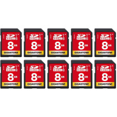 GIGASTONE 8GB 10 pakuočių SDHC atminties kortelė iki 80MB/s, skirta 
