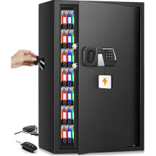 Mejasg Fireproof Key Cabinet with Number Code for 144 Keys, Key Safe Outdoor with Side Key Slot and Adjustable Key Rack, Key Cabinet for Offices Location