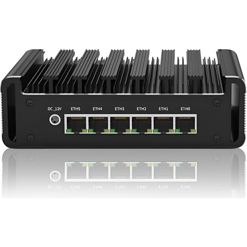 Ugniasienės mikroįrenginys N150, 6X i226-V 2.5G be ventiliatoriaus mini kompiuteris, 4 * USB, HDMI, DP, 1 * RJ45 COM, pramoninis kompiuteris, be RAM, be SSD