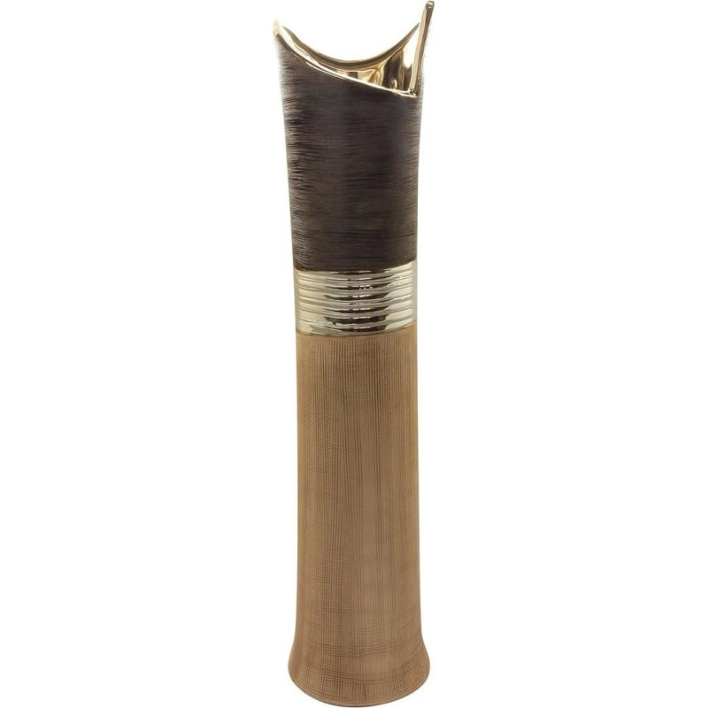 GILDE Dekoratyvinė vaza, grindų vaza, keraminė vaza, dekoratyvinė svetainės vaza, ruda/šampaninė/smėlio spalvos, aukštis 60 cm
