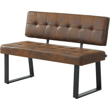 B&D home Sigfrid Bench 120 cm - Dining Room Bench with Backrest, Padded Leather Look Bench, Brown, Sturdy Metal Sled Frame, Modern Design - Bench for Dining Table/Kitchen/Hallway