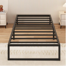 Yicensen Metal Bed 90 x 200 cm, Metal Bed Frame Single Bed with Steel Slat Support, Easy Assembly, Silent, No Box Spring Bed Required, 30 cm High, Black