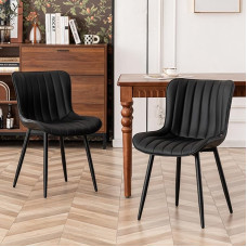 YOUTASTE Valgomojo kėdės, 2 komplektas, valgomojo kėdės, dirbtinė oda, virtuvės kėdės su atlošu, svetainės kėdė, minkšta kėdė, maksimali apkrova 136 kg, valgomojo kėdės, virtuvė, juoda