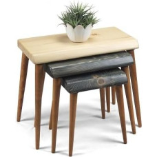Massivholz 3-teiliges Nisttisch-Set - Rustikale handgefertigte Beistelltische aus Holz für Wohnzimmer, Couchtische & platzsparende Möbel