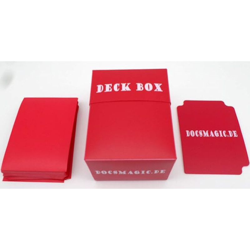 docsmagic.de Kortų dėžutė + 60 matinių raudonų įmaučių mažo dydžio - Mini kortų dėžutė ir įmautės raudonos spalvos - YGO