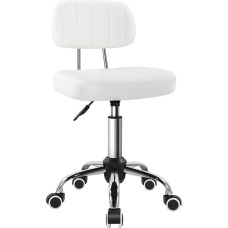 BFTOU Square Swivel Stool with Wheel Perfect for Work SPA Shop Massage Height-Adjustable and Cost-Effective Rolling Stool Chair with Back White