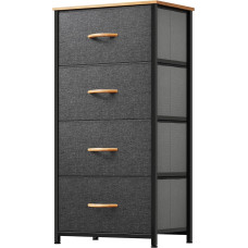 YITAHOME Chest of Drawers with 4 Drawers, Cupboard, Fabric Drawers with Handles, Metal Frame, Durable, Dark Grey