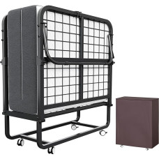 CAIYUN sulankstoma lova 190 x 90 cm (vienvietė) su aukštos kokybės 13 cm atminties putų čiužiniu - praktiška dienos ir svečių lova suaugusiesiems su ratukais ir dulkių dangčiu