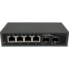 10Gtek 6 prievadų 2,5G nevaldomas komutatorius, 4 x 2,5G Base-T prievadai, 2 x SFP+ prievadai, palaiko 10/100/1000/2500Mbps adaptaciją, 
