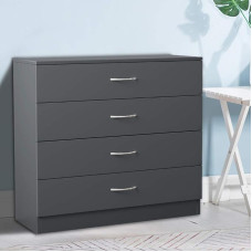 NRG komoda su 4 stalčiais ir metalinėmis rankenomis 75 x 36 x 72 cm pilka