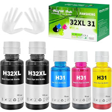 Tinte kompatibel mit HP 31 32XL Tintenfehlflaschen für Smart Tank 31 32XL 315 319 455 515 516 530 555 558 5105 7005 7006 7305 7306 7605 559 570 655 670 790 415 419 8000 Seiten(5 Pack 2BK/C/M/Y)