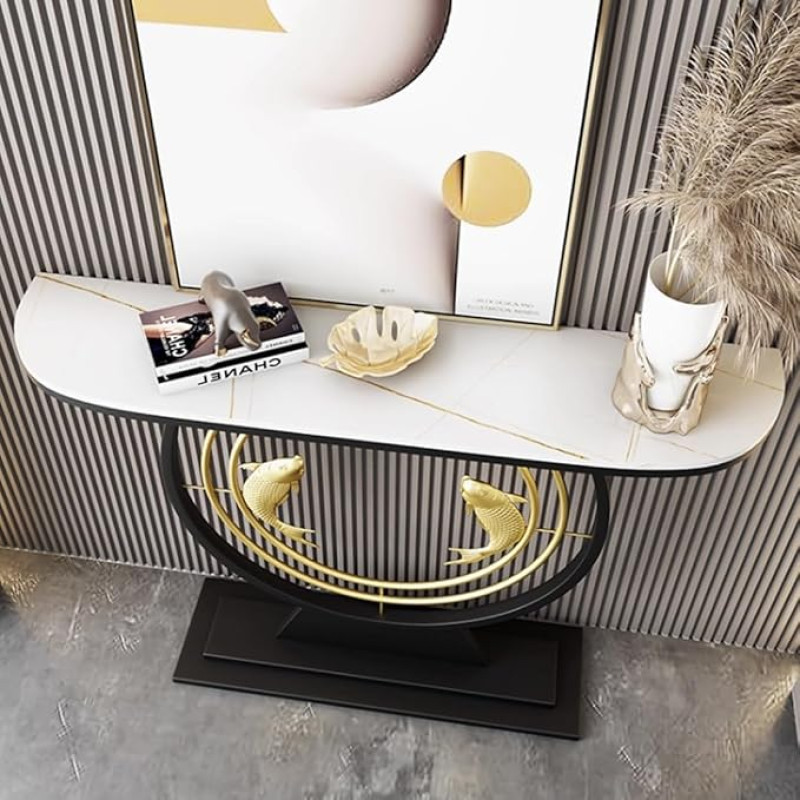 Stilvoller Konsolentisch, kreativer Beistelltisch für den Eingangsbereich, für Flur und hinter dem Sofa, einfache Montage, modernes schwarzes Finish, 150 cm - perfekt für die Inneneinrichtun