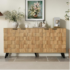 BNUZ Šiuolaikinė 160,5 x 35,5 x 78 cm dydžio 4 durų bufetinė spintelė - praktiškas dizainas svetainei, valgomajam ir miegamajam